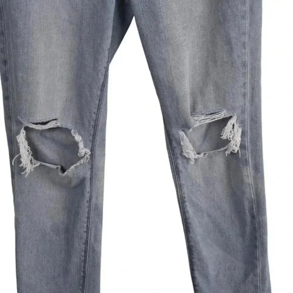 American Eagle Mom Jeans Ripped Distressed Blue High  Waist Size 4 - Picture 5 of 14